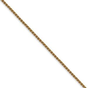 1.2mm 14k Yellow Gold Solid Diamond Cut Spiga Chain Necklace, 18 Inch